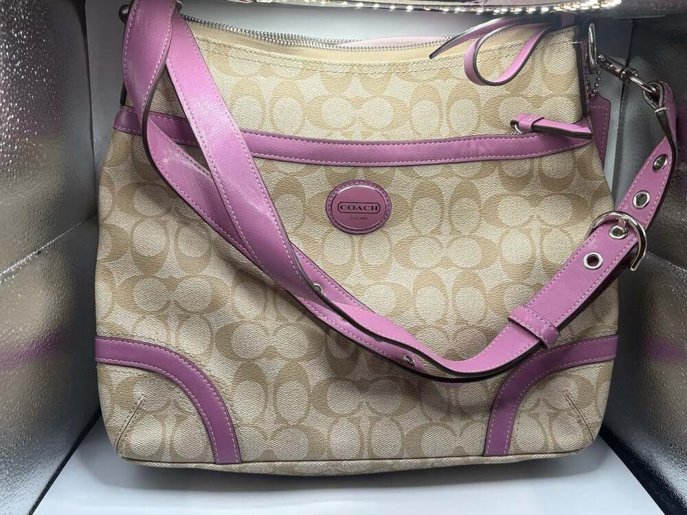 Coach Peyton Light Khaki Rose Signature Canvas Crossbody Bag F18926